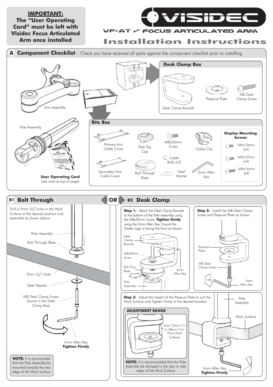 Atdec Visidec VF-AT Installation manual User Manual | 2 pages