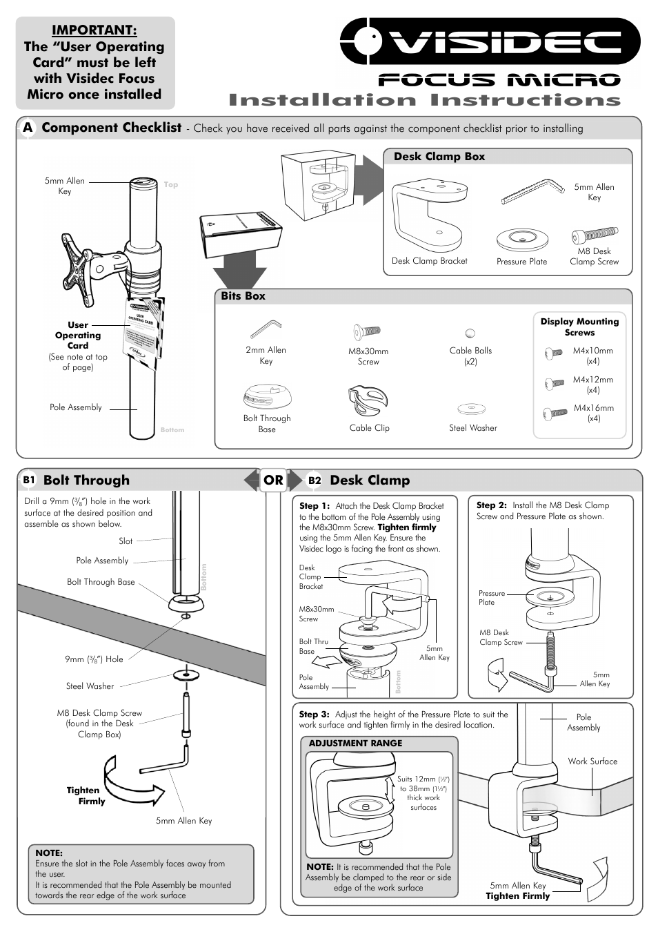 Atdec Visidec VF-M Installation manual User Manual | 2 pages