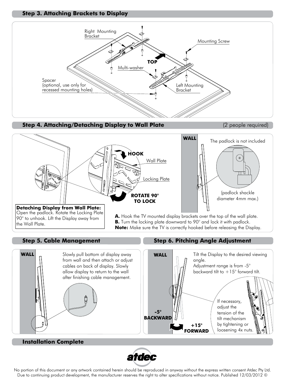 Th-3060-ut installation instruction2-01 | Atdec Telehook TH-3060-UT Installation manual User Manual | Page 2 / 2