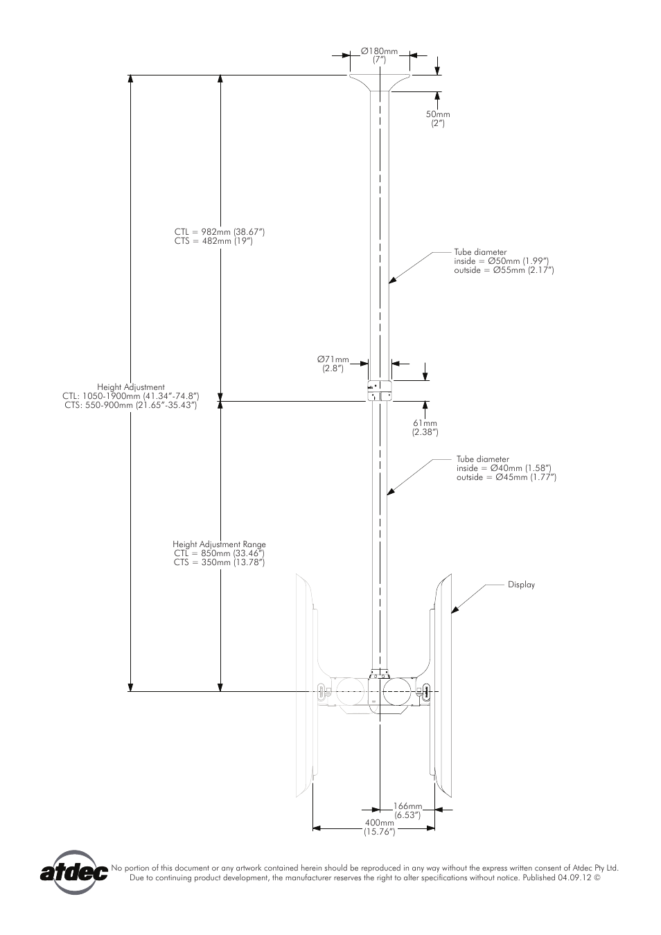 Atdec Telehook TH-3070-CTS Technical specs User Manual | Page 2 / 2