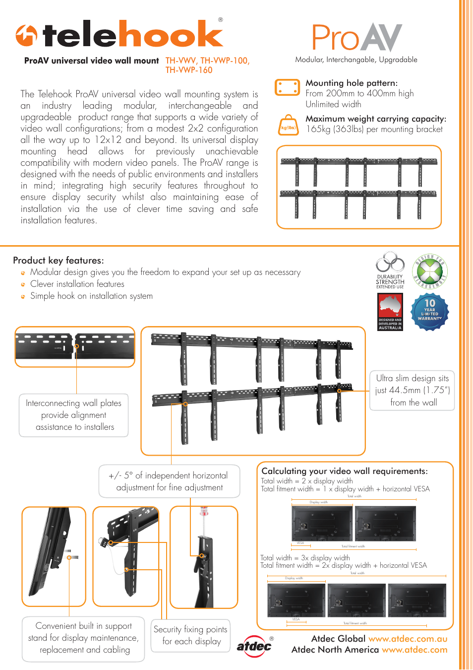 Atdec Telehook ProAV Universal Video Wall product brochure User Manual | 2 pages