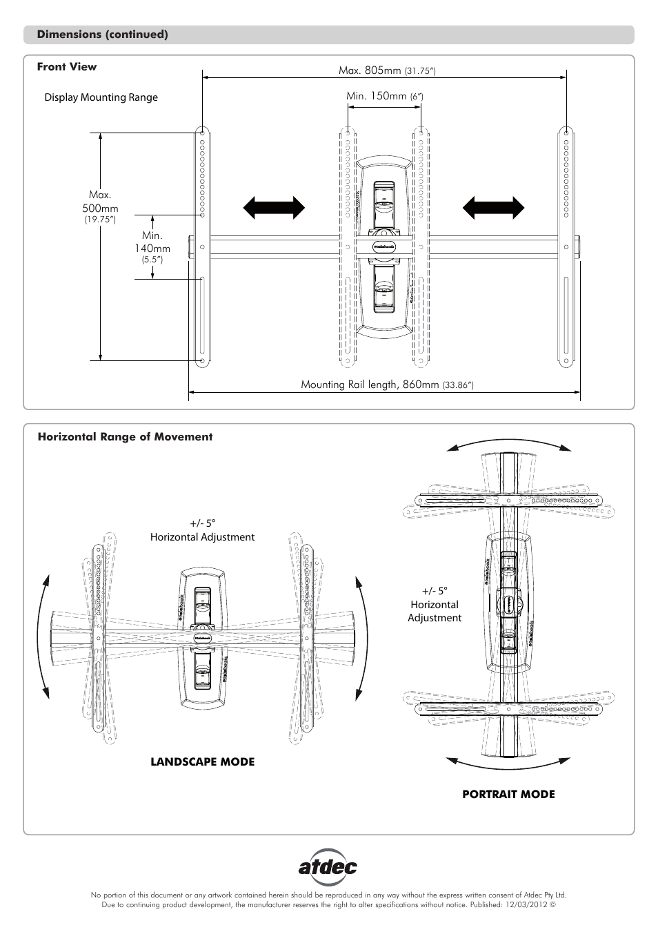 Atdec Telehook TH-3270-UFM Technical specs User Manual | Page 2 / 2