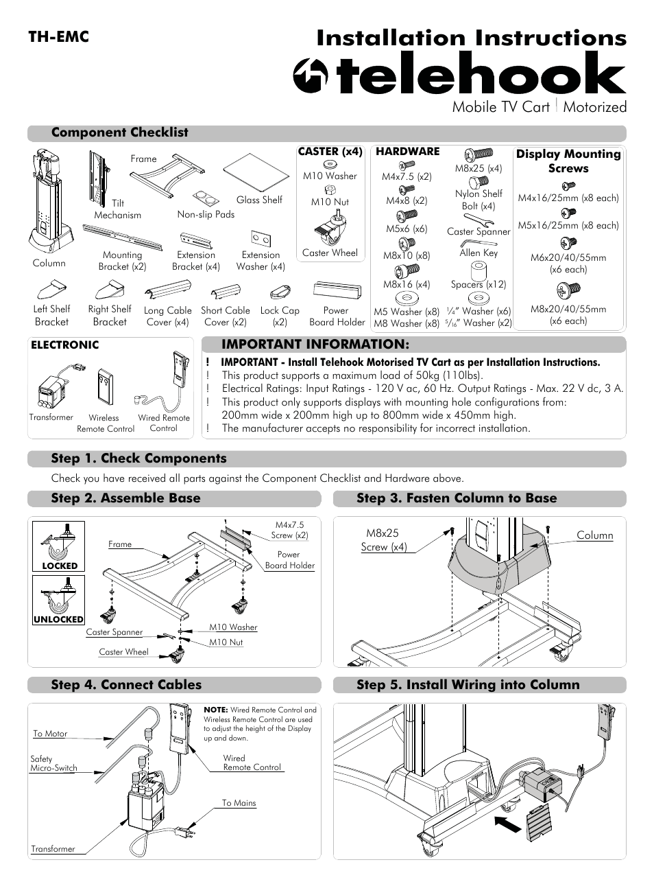 Atdec Telehook TH-EMC Installation manual User Manual | 2 pages