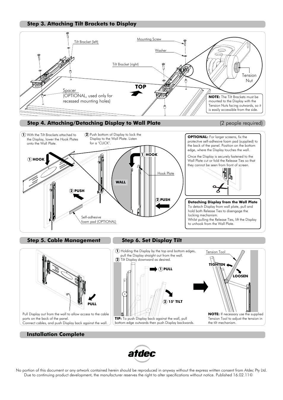 Installation complete | Atdec Telehook TH-3060-LPT Installation manual User Manual | Page 2 / 2