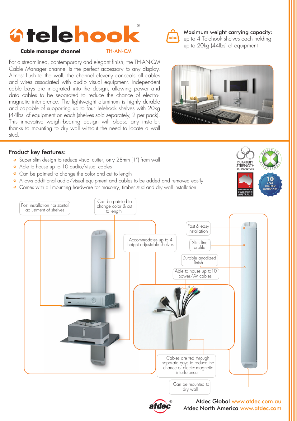 Atdec Telehook TH-AN-CM product brochure User Manual | 2 pages
