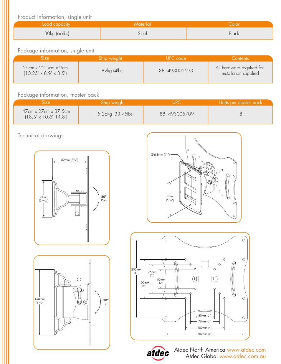 Atdec Telehook TH-2250-VTP product brochure User Manual | Page 2 / 2