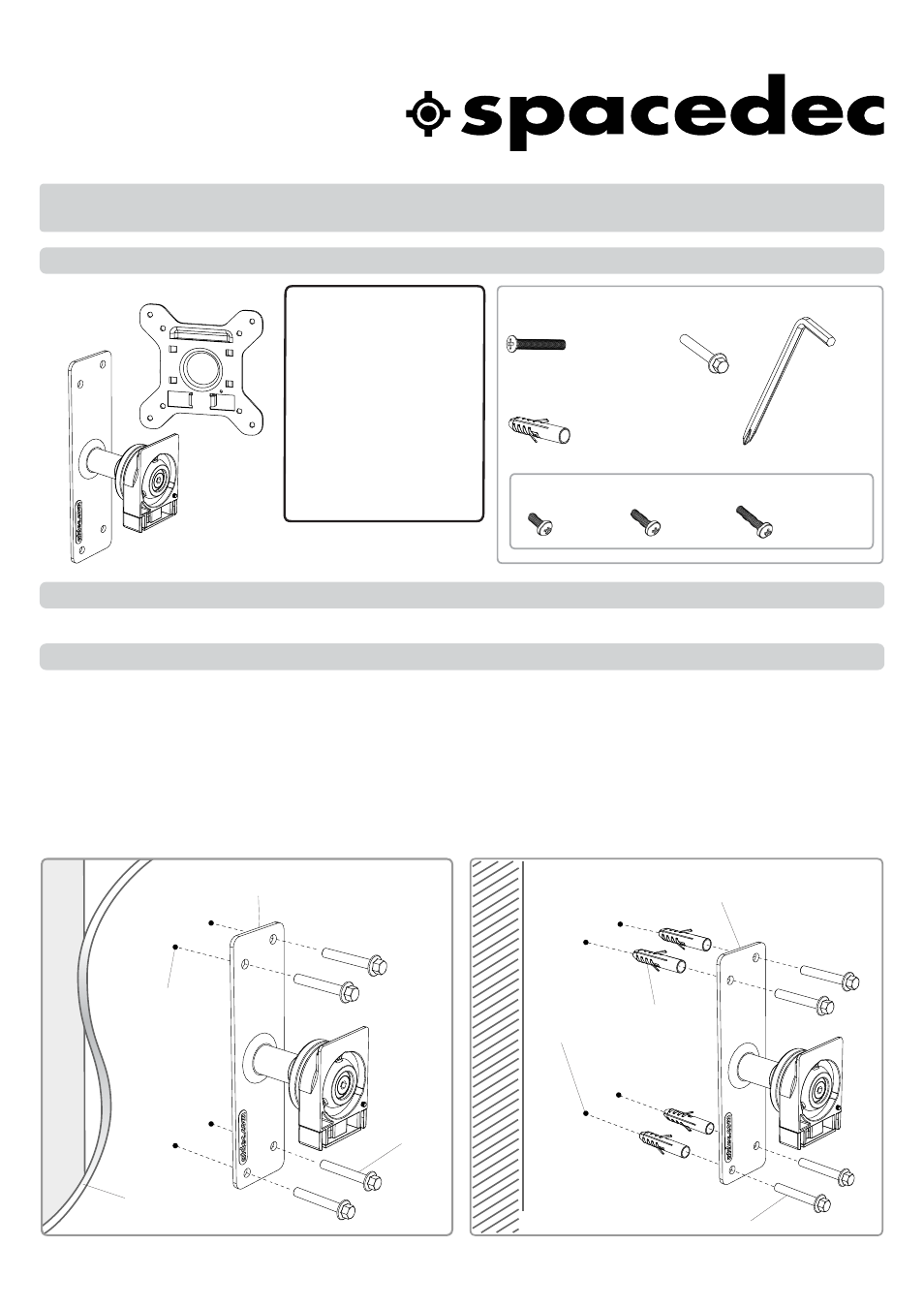 Atdec Spacedec SD-WD Installation manual User Manual | 2 pages