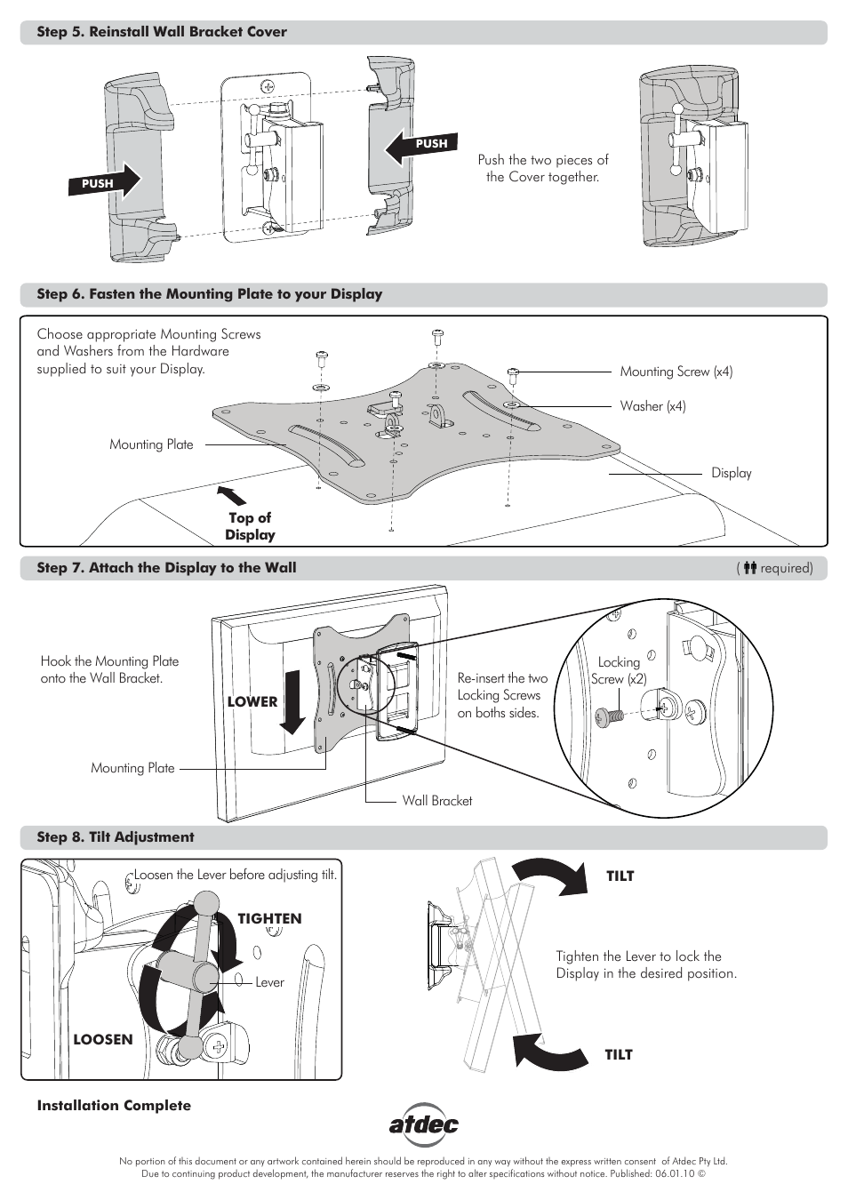 Atdec Telehook TH-2250-VTP Installation manual User Manual | Page 2 / 2