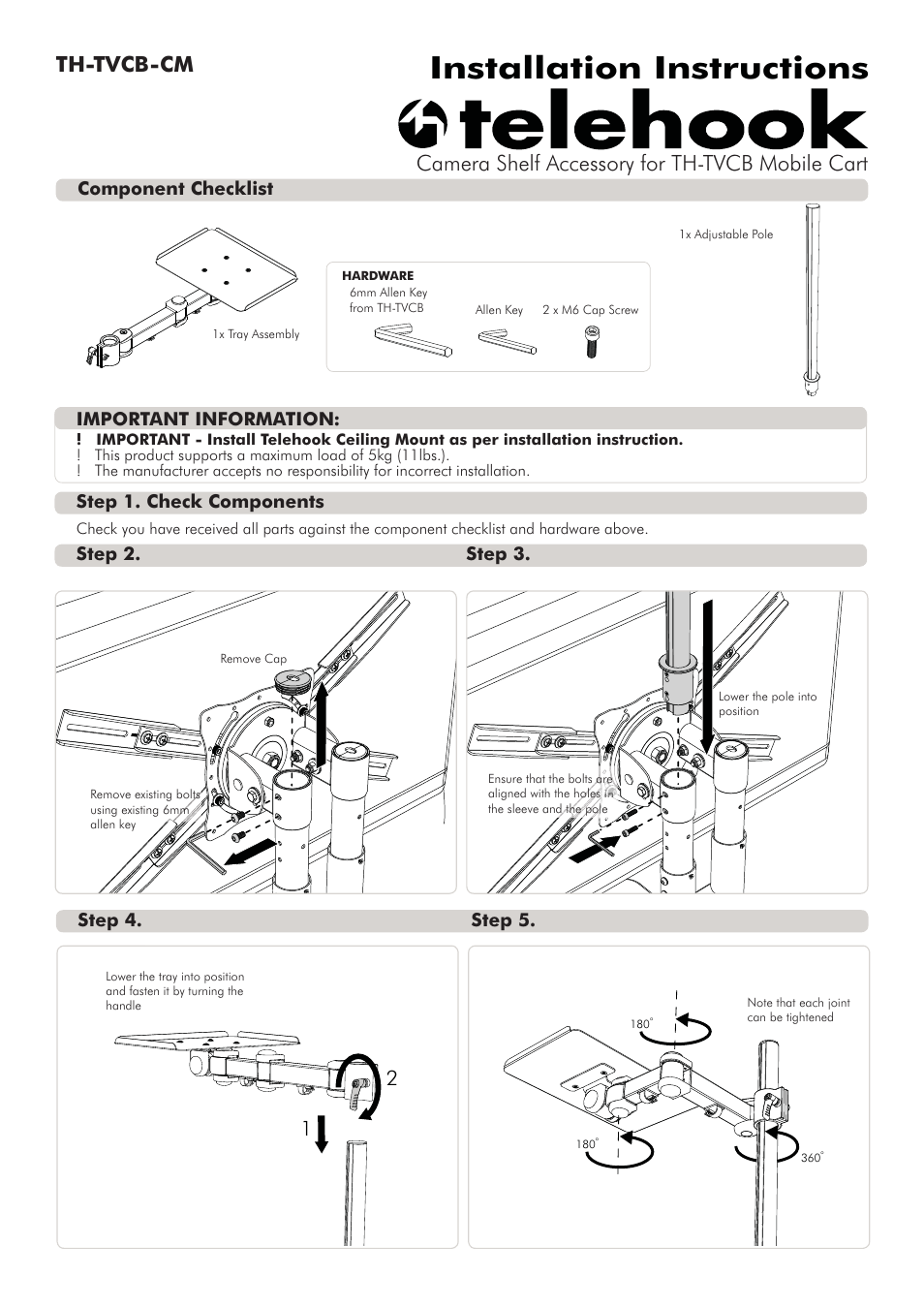 Atdec Telehook TH-TVCB-CM Installation manual User Manual | 2 pages