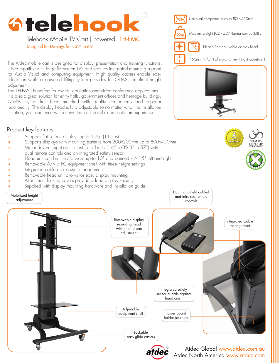 Atdec Telehook TH-EMC product brochure User Manual | 2 pages