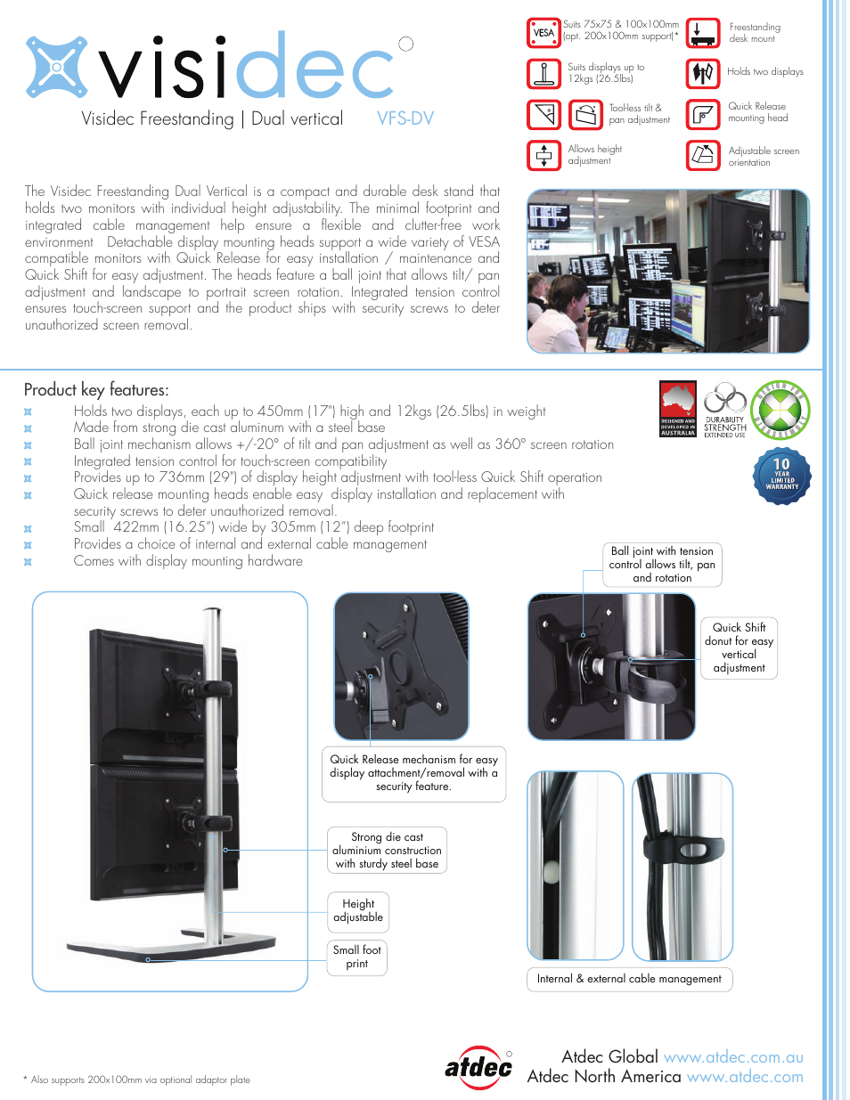 Atdec Visidec VFS-DV product brochure User Manual | 2 pages