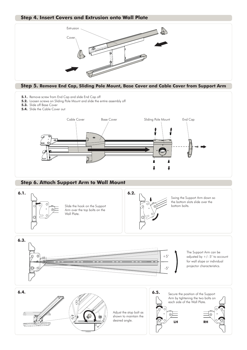 Installation instructions, Step 6. attach support arm to wall mount | Atdec Telehook TH-PS-D Installation manual User Manual | Page 2 / 3