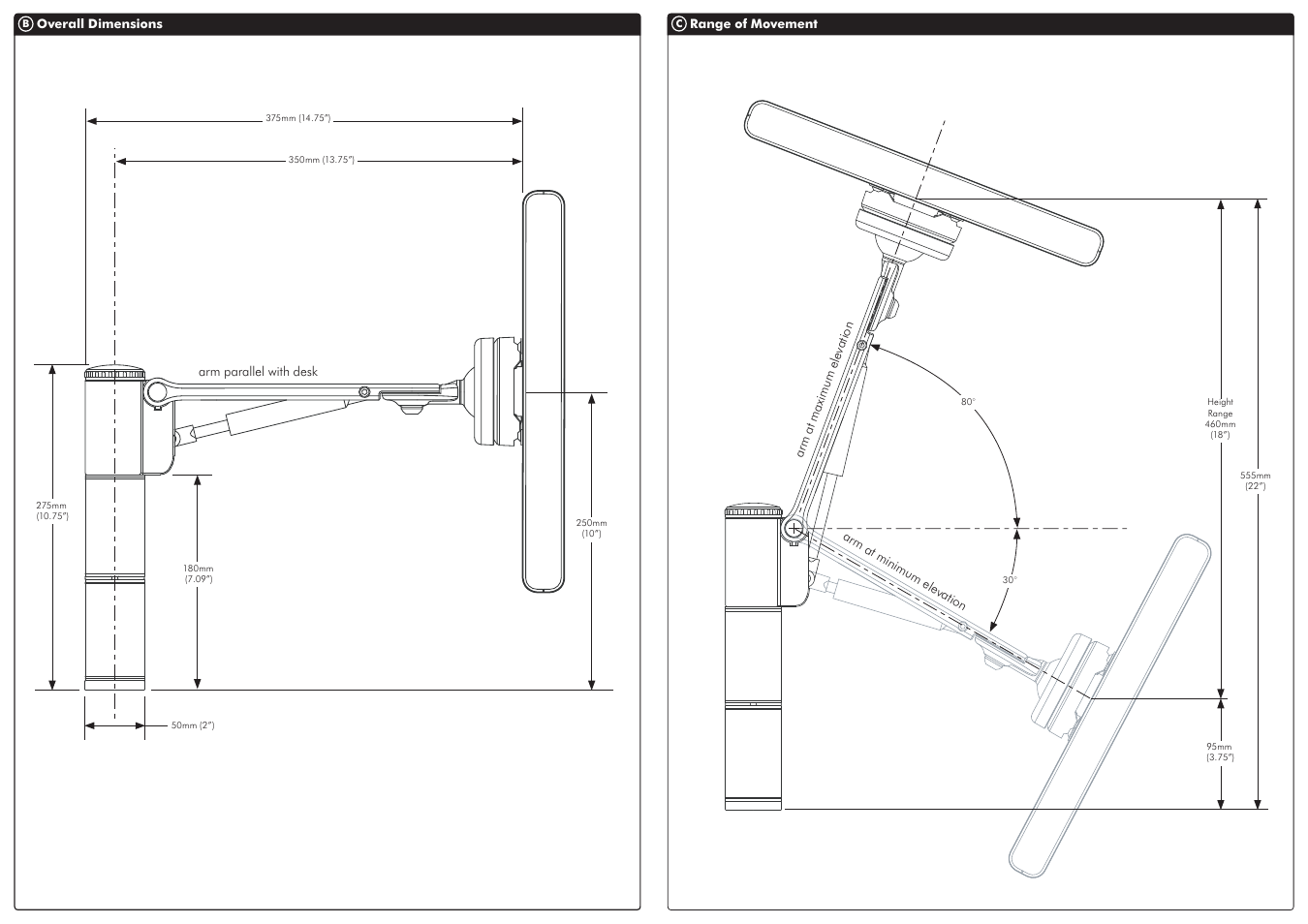 Atdec Spacedec SD-SA-DK Technical specs User Manual | Page 2 / 2
