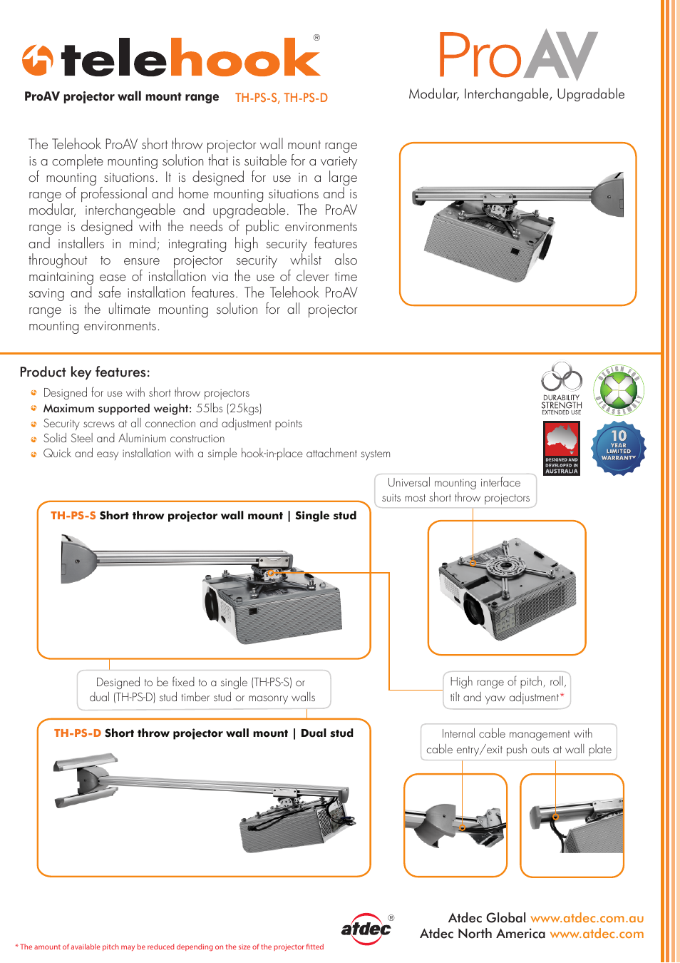 Atdec Telehook TH-PS-D product brochure User Manual | 2 pages