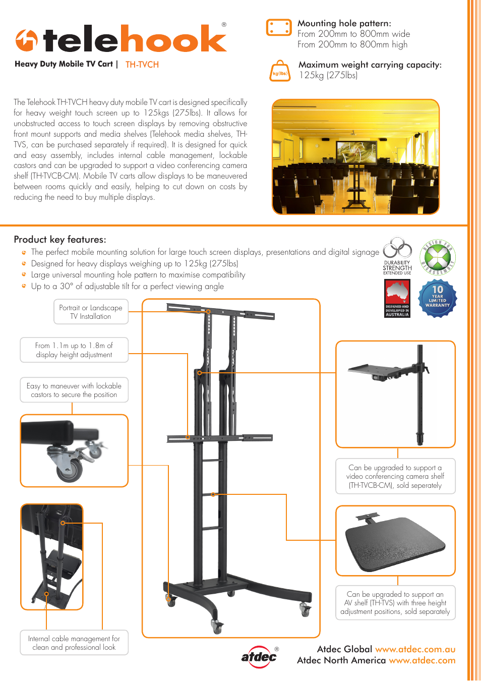 Atdec Telehook TH-TVCH product brochure User Manual | 2 pages