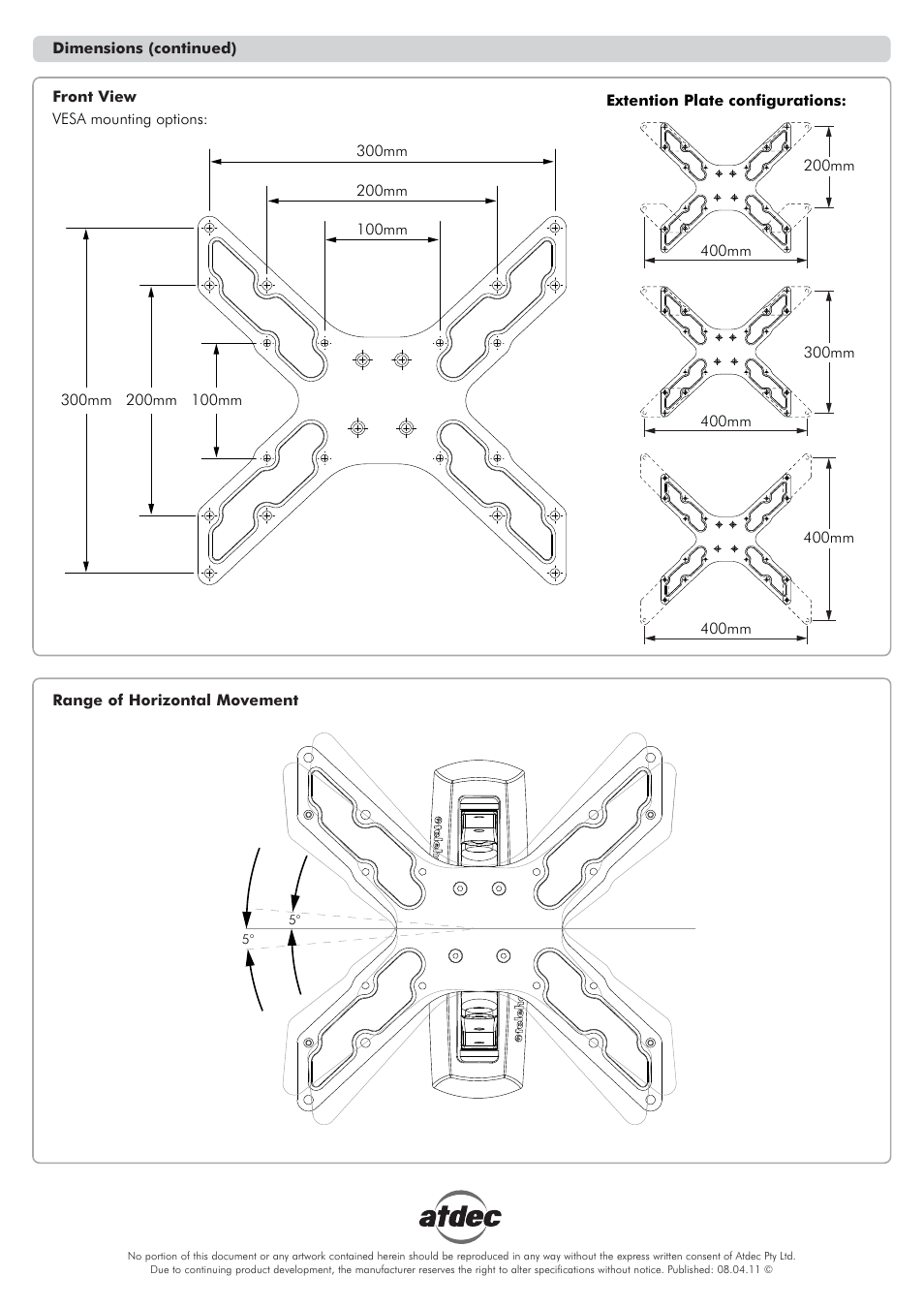 Atdec Telehook TH-2050-VFM Technical specs User Manual | Page 2 / 2