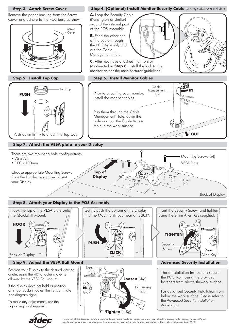 Atdec Spacedec SD-POS-VBM-B2B Installation manual User Manual | Page 2 / 3