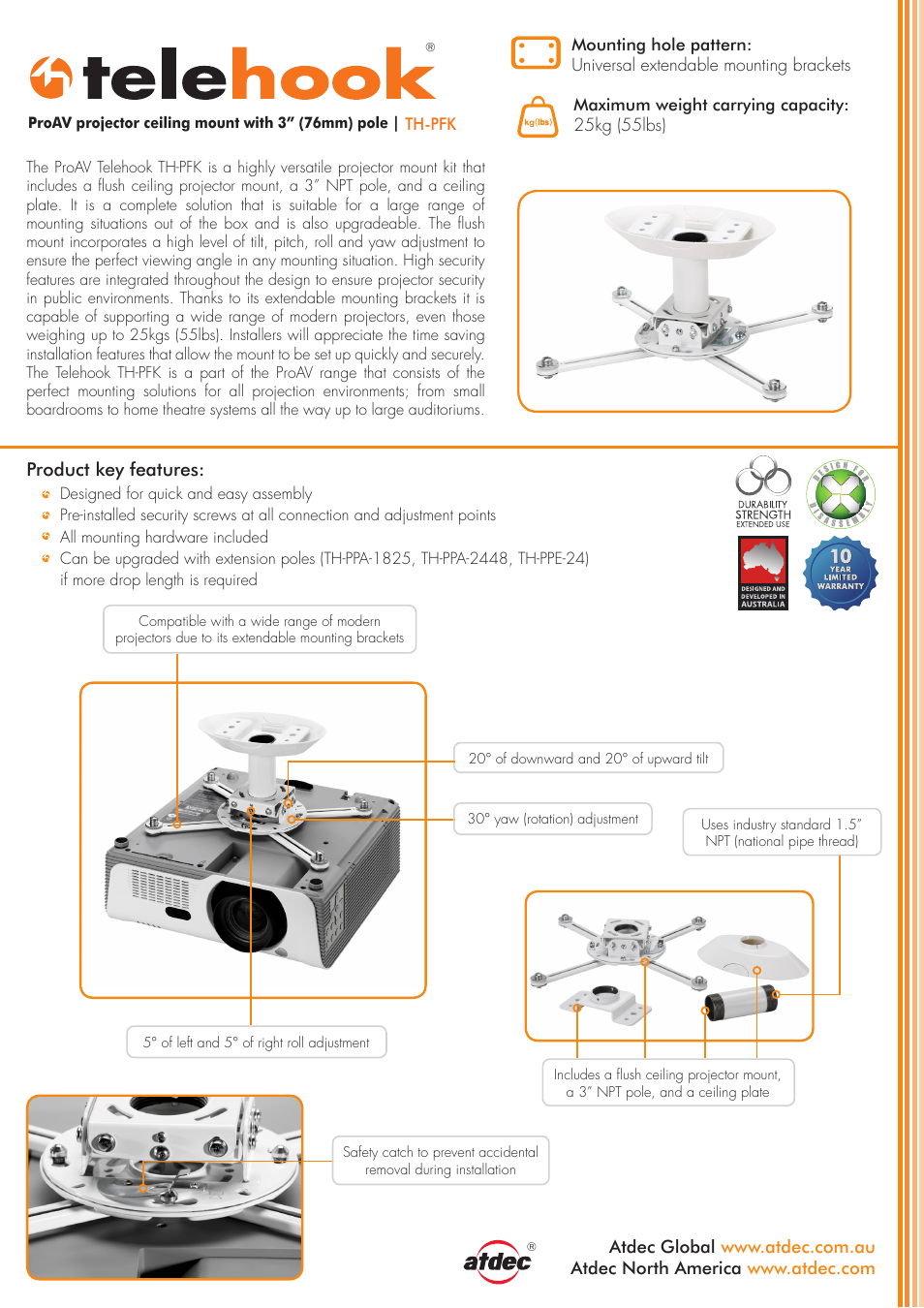 Atdec Telehook TH-PFK product brochure User Manual | 2 pages