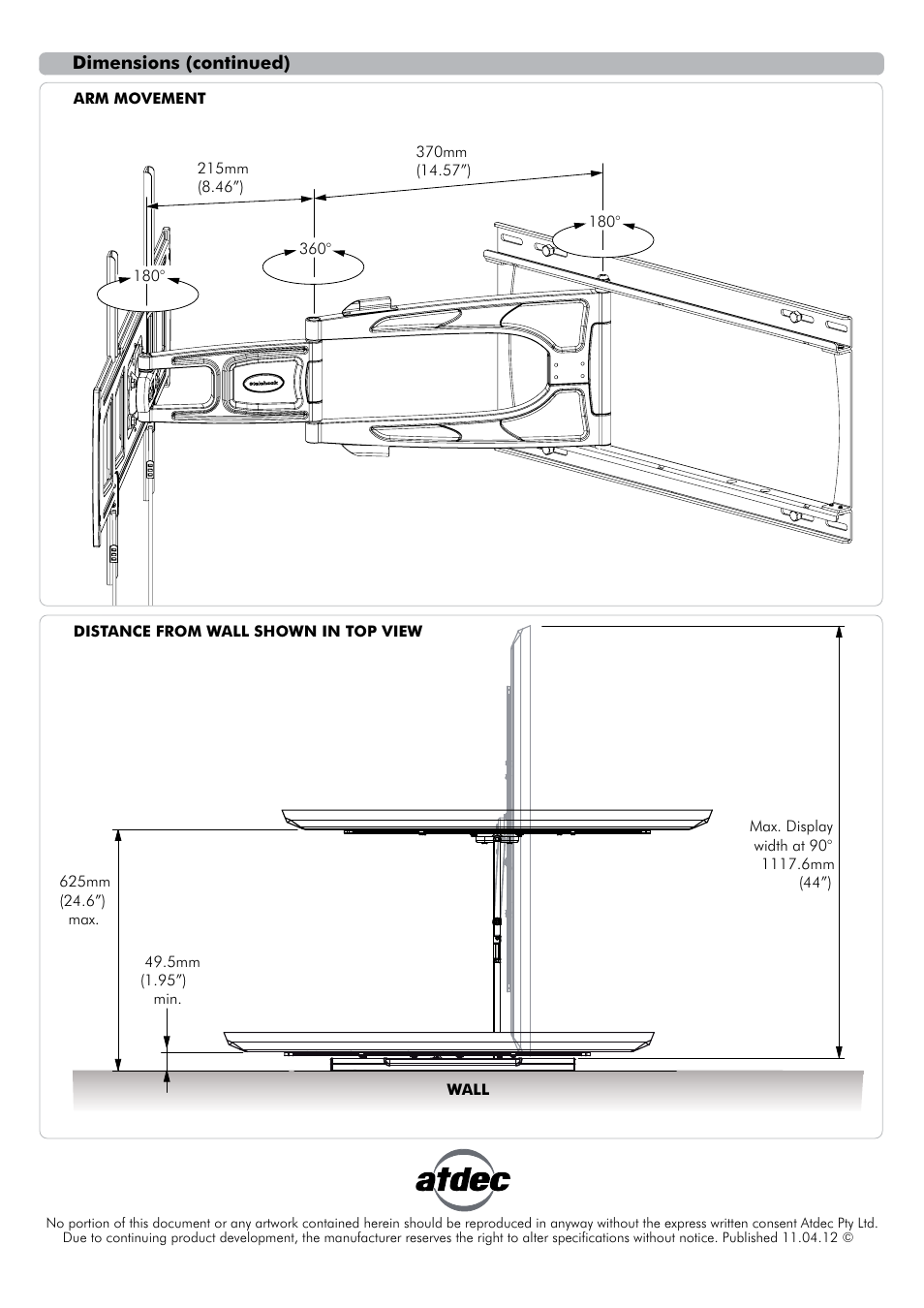 Th-3060-ufl technical specification-02 | Atdec Telehook TH-3060-UFL Technical specs User Manual | Page 2 / 2