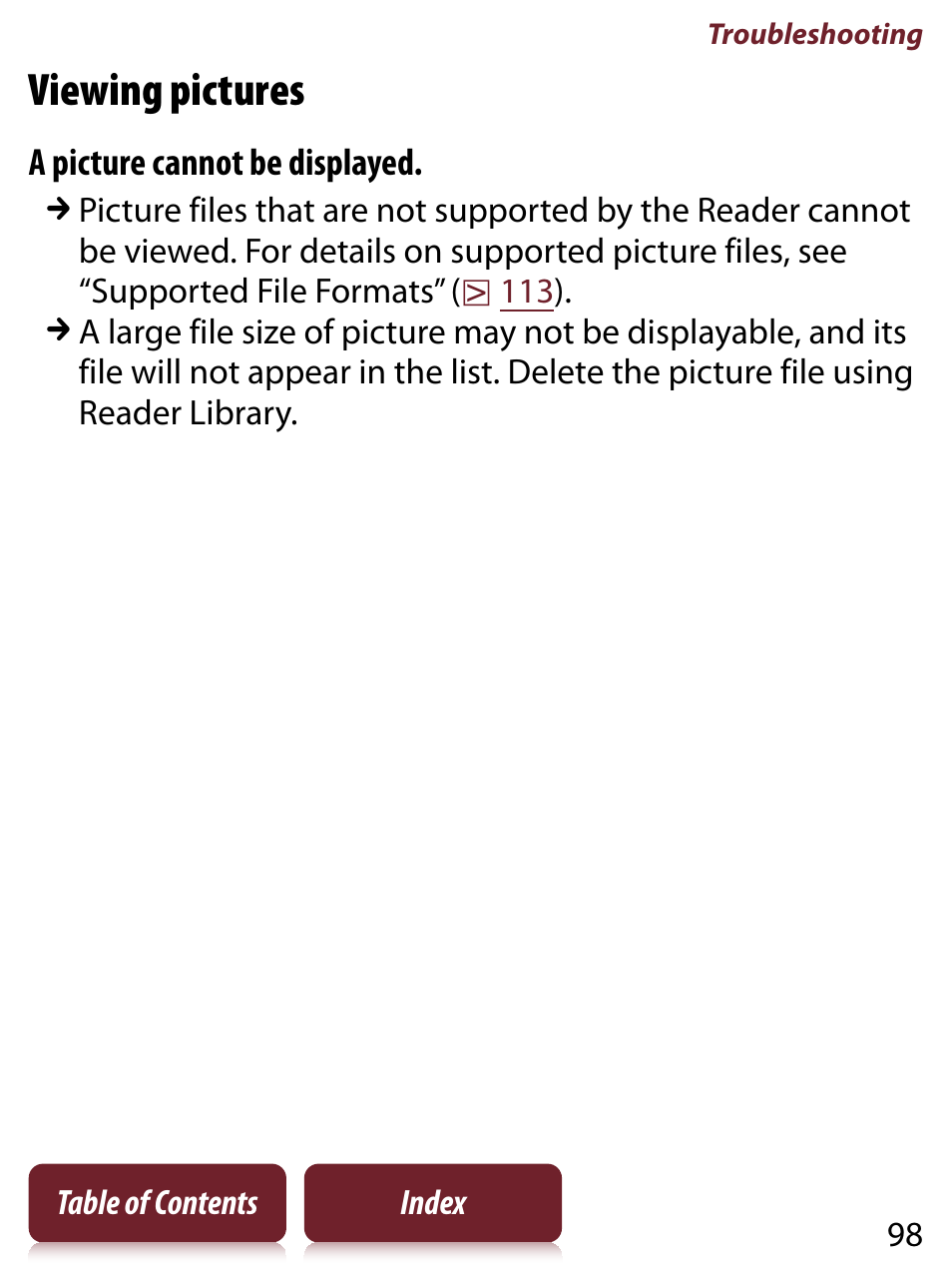 Viewing pictures | Sony PRS-350 User Manual | Page 98 / 131