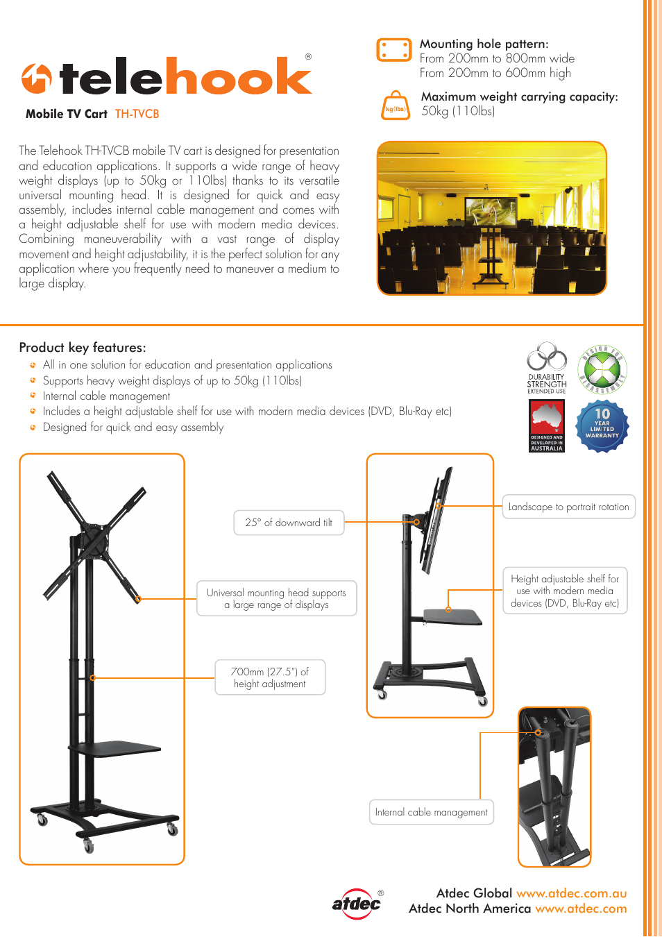 Atdec Telehook TH-TVCB product brochure User Manual | 2 pages