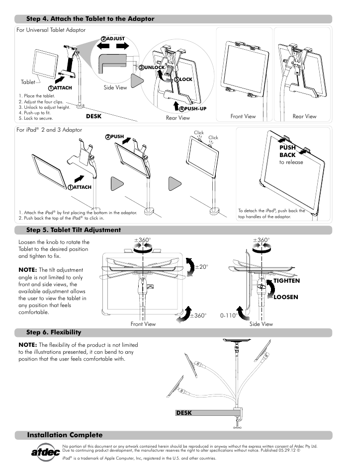 Installation complete | Atdec Visidec VTB-FD Installation manual User Manual | Page 2 / 2