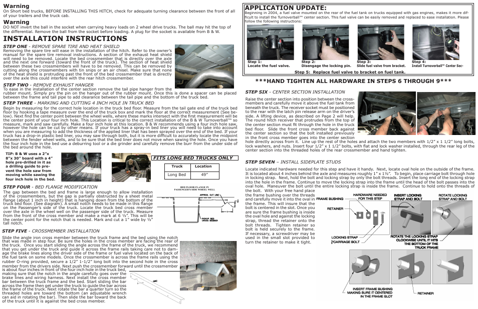 B&W Trailer Hitches Turnoverball Model 1007 (Chevrolet_GMC) User Manual | 2 pages