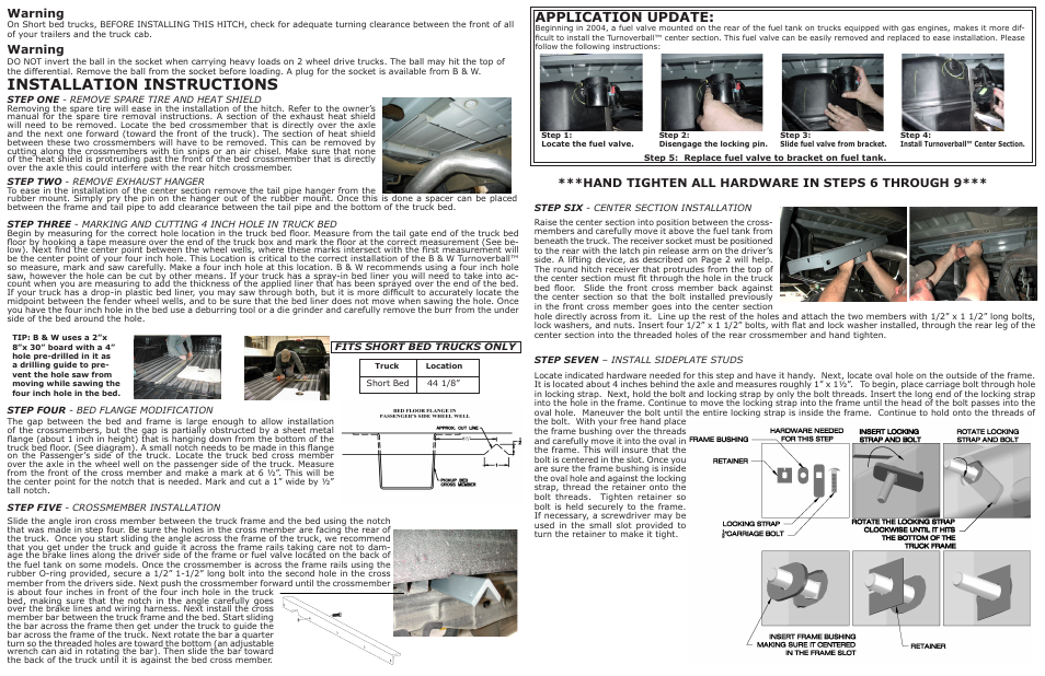 B&W Trailer Hitches Turnoverball Model 1057 (Chevrolet_GMC) User Manual | 2 pages