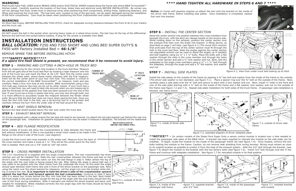 B&W Trailer Hitches Turnoverball Model 1111 (Ford) User Manual | 2 pages