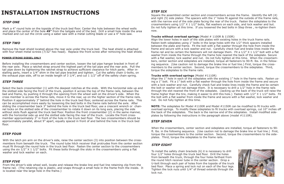 Installation instructions | B&W Trailer Hitches Turnoverball Model 1150 (Ford) User Manual | Page 2 / 2