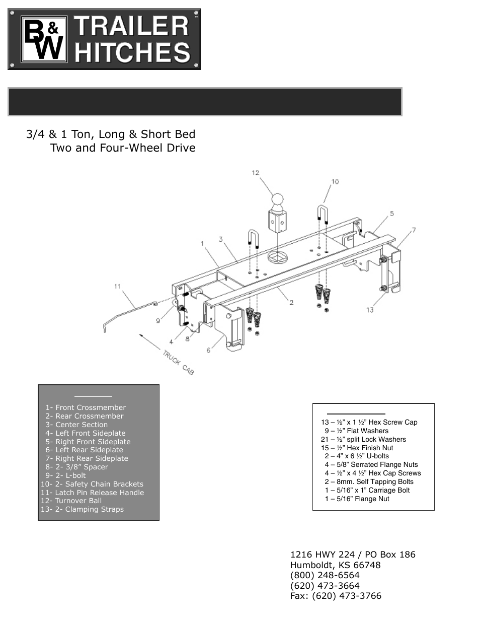 B&W Trailer Hitches Turnoverball Model 1303 (Dodge) User Manual | 4 pages