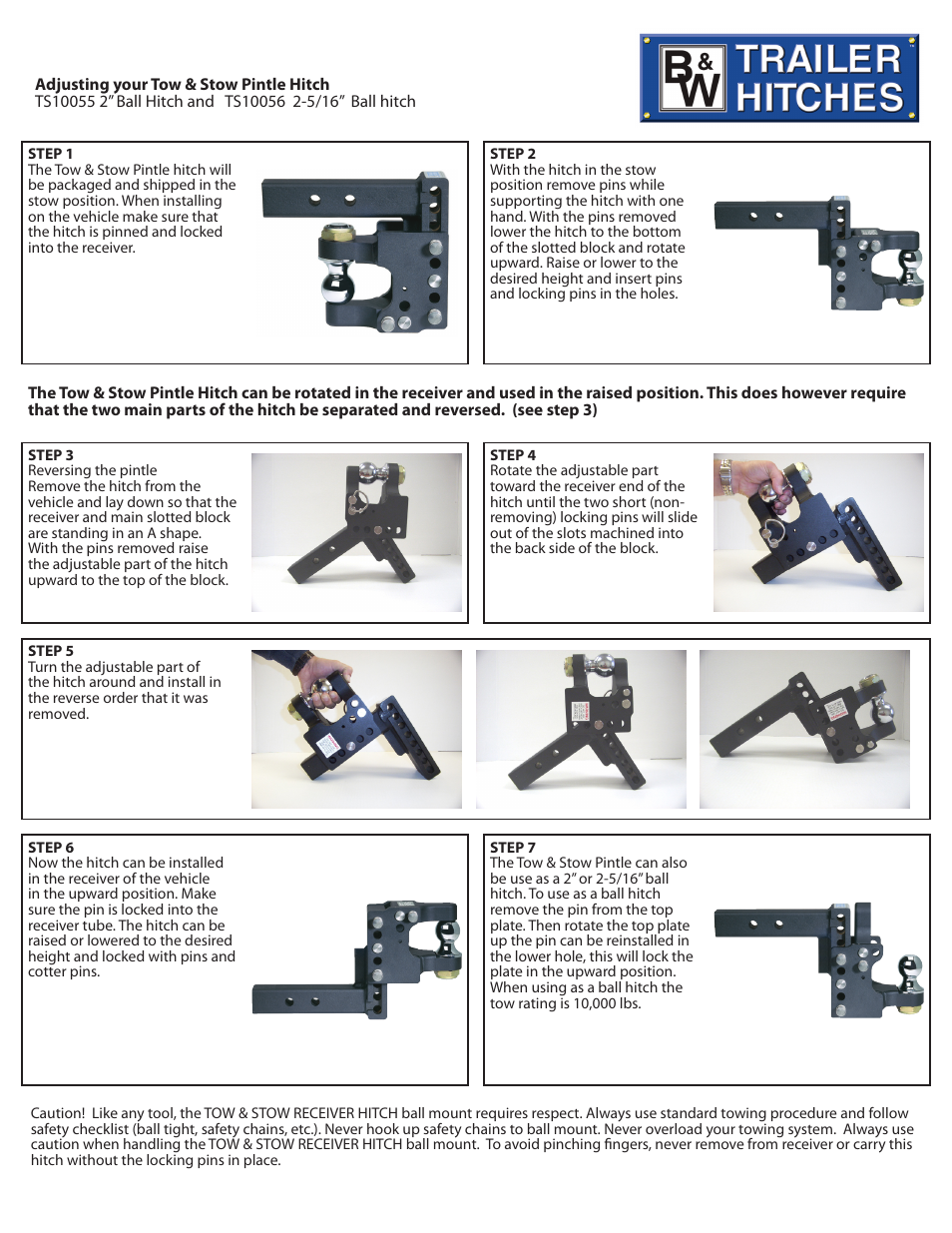 B&W Trailer Hitches Tow & Stow Pintle Hitch User Manual | 2 pages