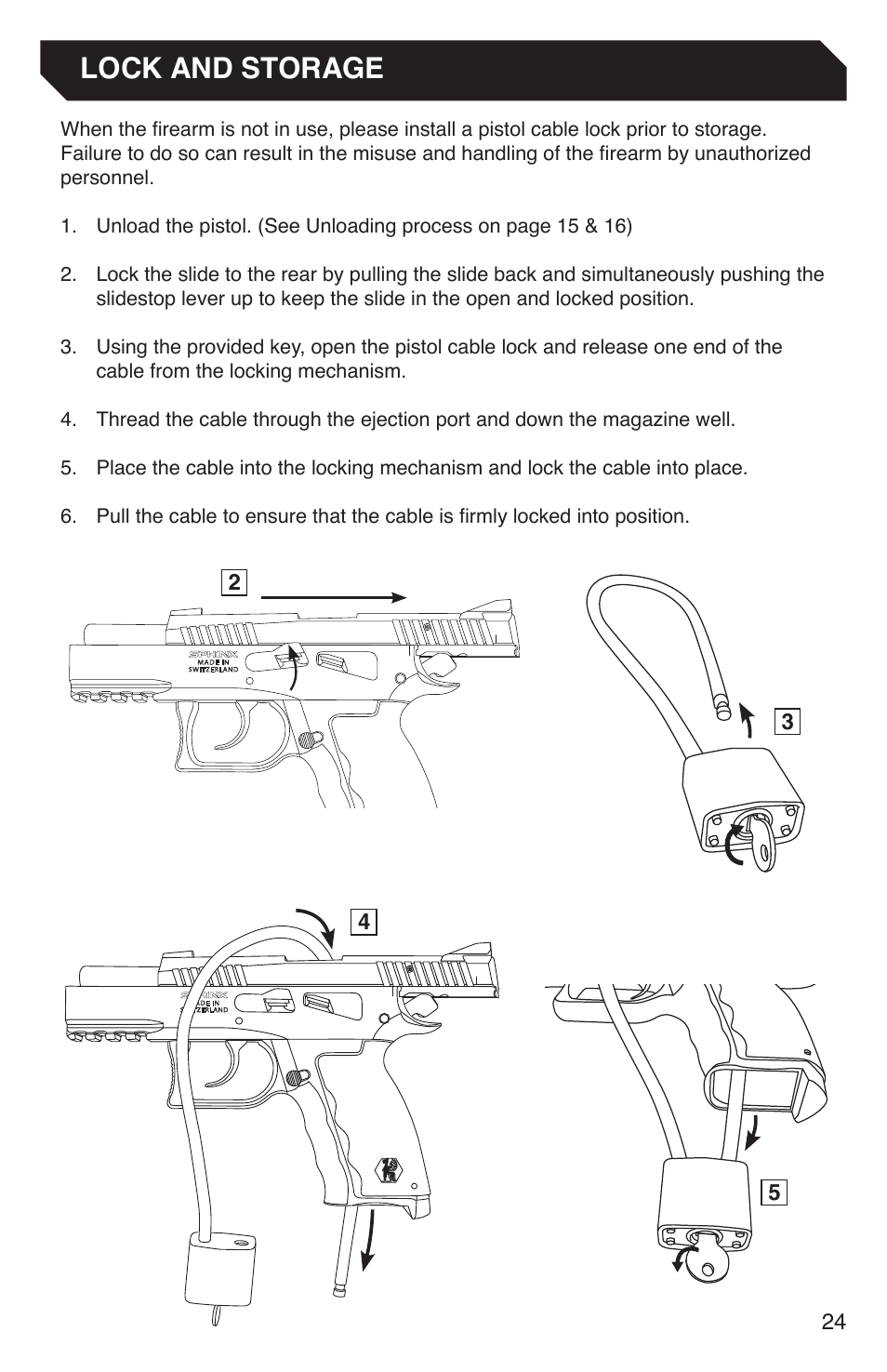 Lock and storage | Grainsystems STANDARD ALPHA 9MM DA-SA Manual User Manual | Page 25 / 28