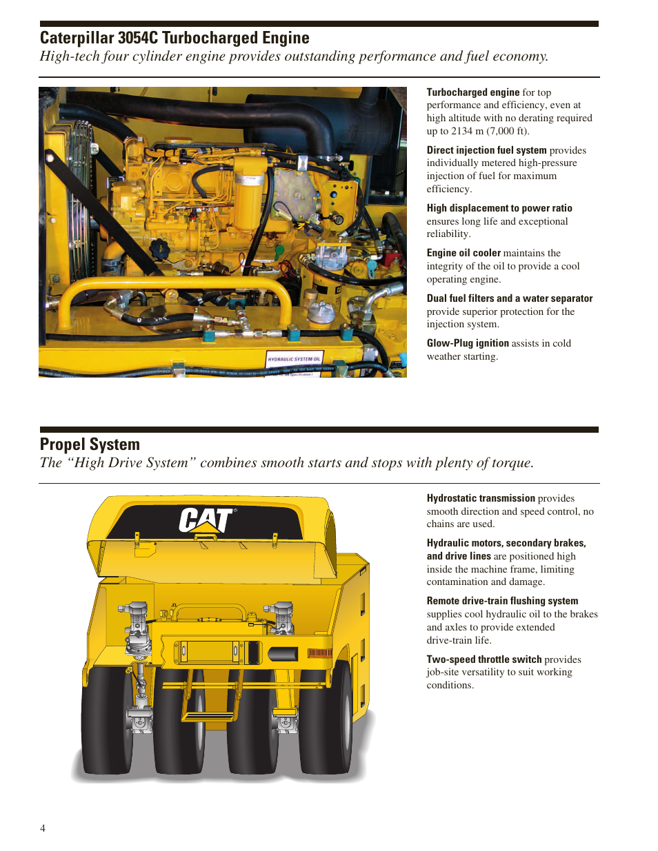 Caterpillar 3054c turbocharged engine, Propel system | Milton CAT PS360C User Manual | Page 4 / 12