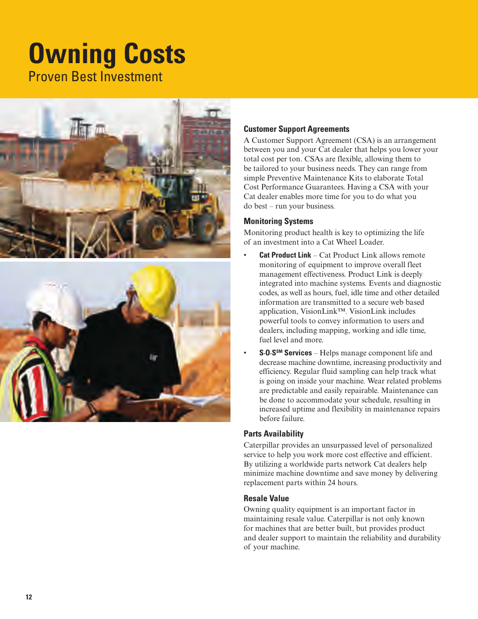 Owning costs, Proven best investment | Milton CAT 962K User Manual | Page 12 / 36