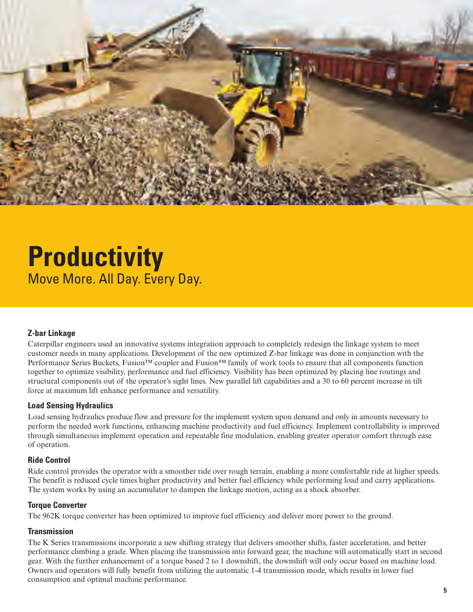 Productivity, Move more. all day. every day | Milton CAT 962K User Manual | Page 5 / 36