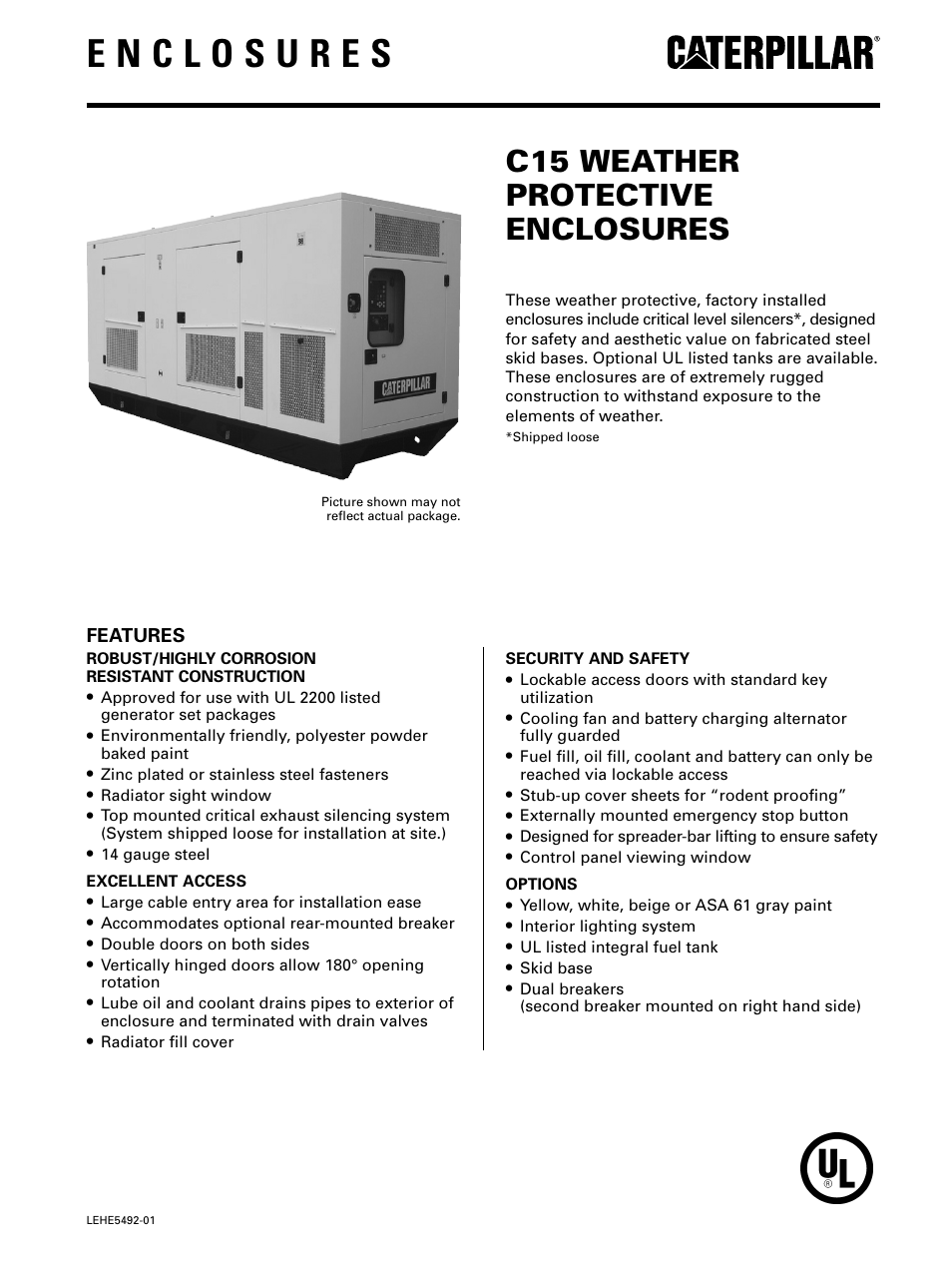 Milton CAT C15 Factory Weather Protected Enclosures User Manual | 2 pages