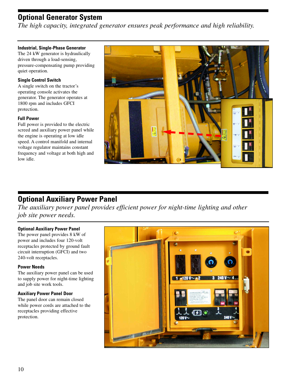Optional generator system, Optional auxiliary power panel | Milton CAT AP1055D User Manual | Page 10 / 16