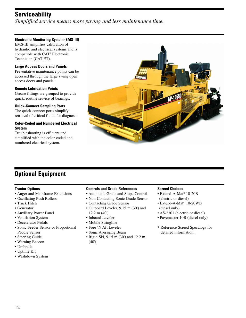 Serviceability, Optional equipment | Milton CAT AP1055D User Manual | Page 12 / 16