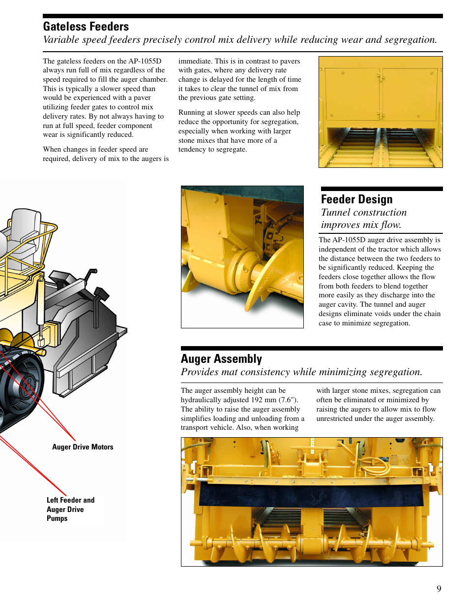 Gateless feeders, Feeder design, Auger assembly | Milton CAT AP1055D User Manual | Page 9 / 16