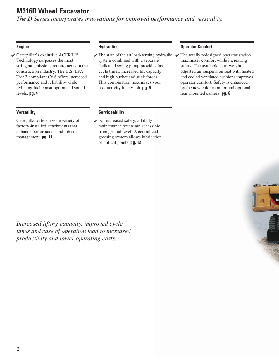 M316d wheel excavator | Milton CAT M316D User Manual | Page 2 / 36