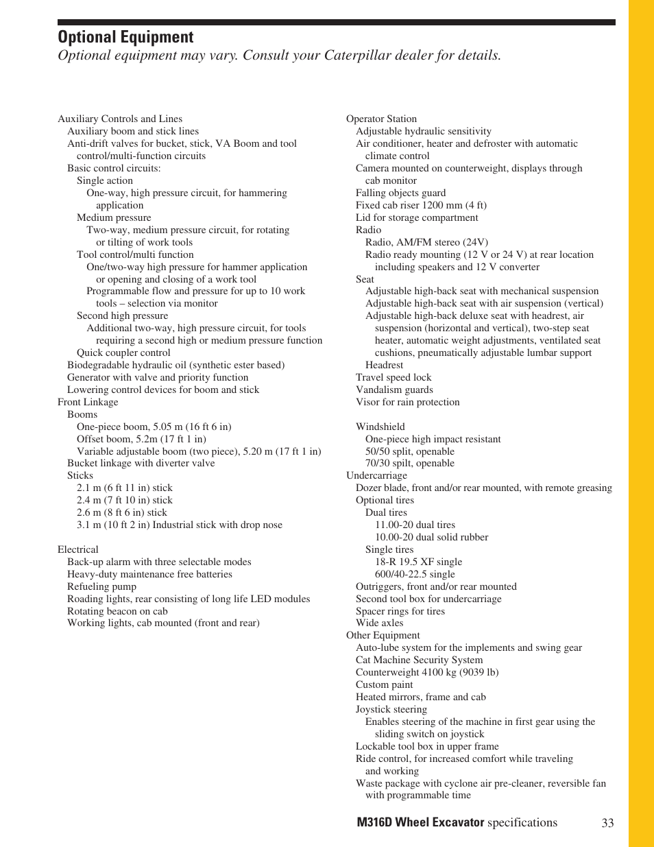 Optional equipment | Milton CAT M316D User Manual | Page 33 / 36