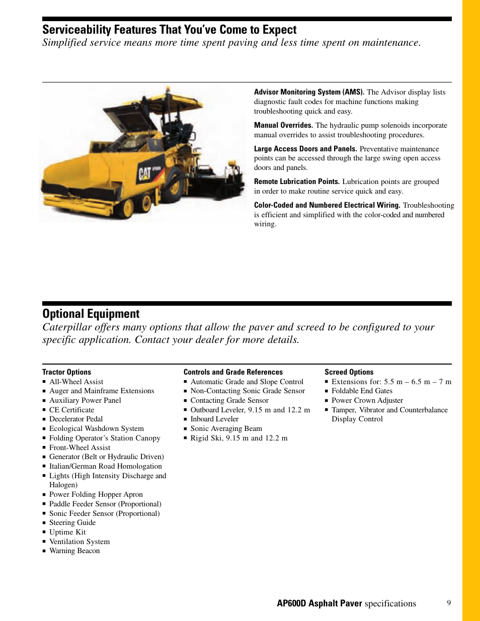 Serviceability features that you’ve come to expect, Optional equipment | Milton CAT AP600D User Manual | Page 9 / 12