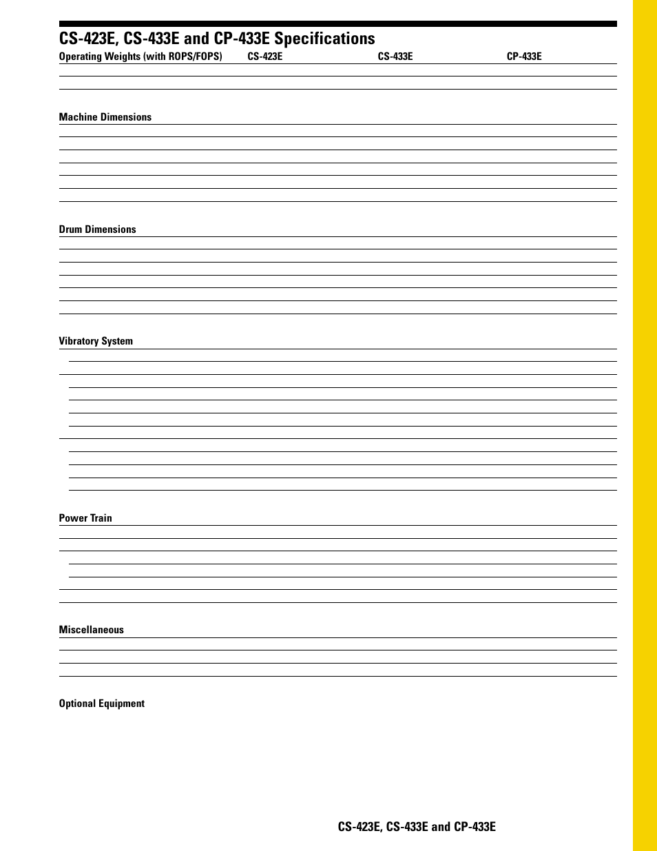 Cs-423e, cs-433e and cp-433e specifications | Milton CAT CS-423E User Manual | Page 15 / 16