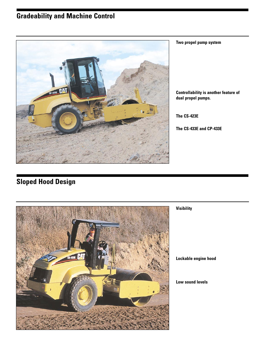 Gradeability and machine control, Sloped hood design | Milton CAT CS-423E User Manual | Page 6 / 16