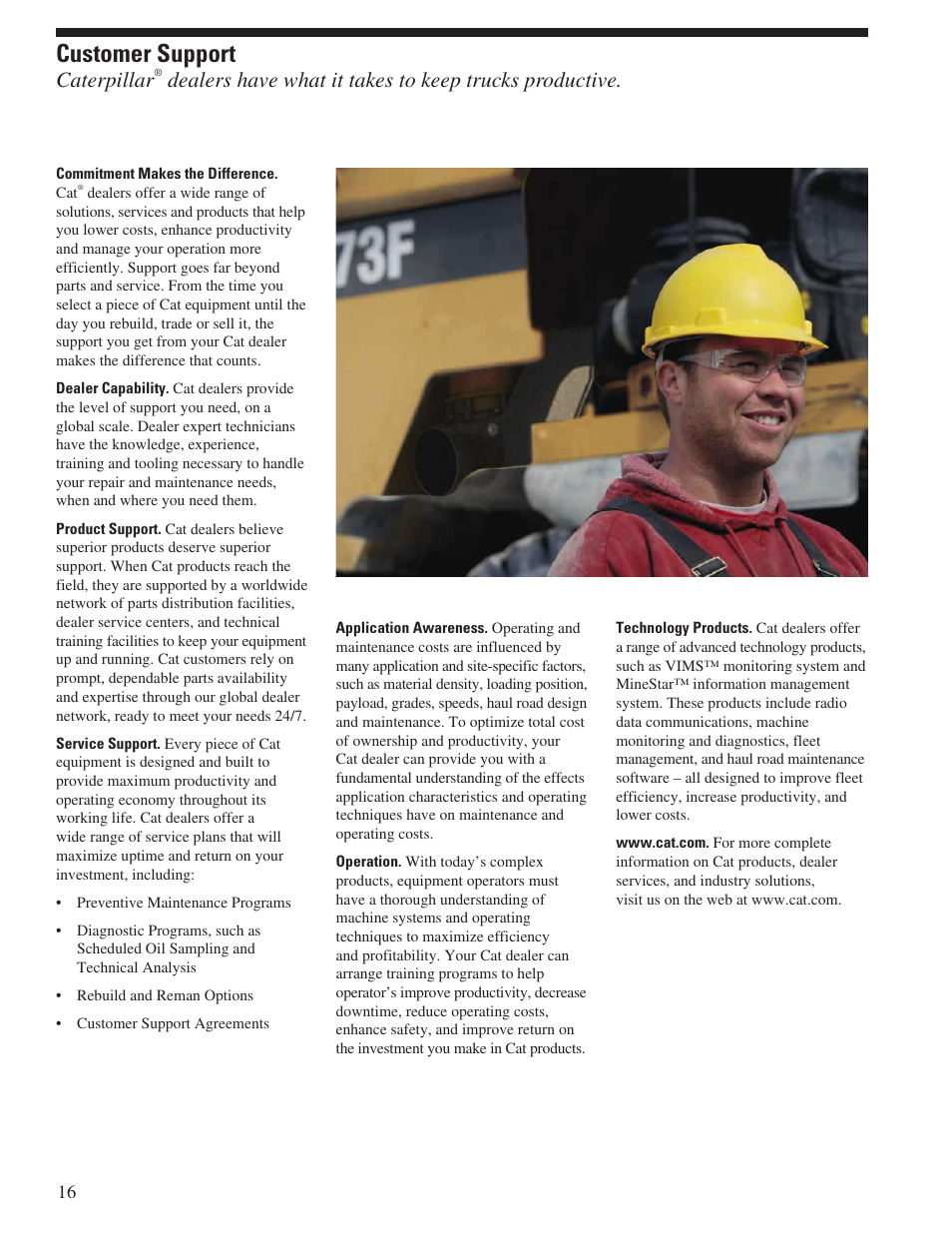 Customer support, Caterpillar | Milton CAT 773F User Manual | Page 16 / 28