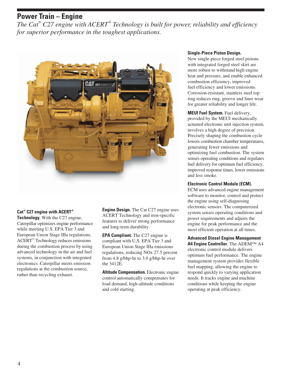 Power train – engine, The cat, C27 engine with acert | Milton CAT 773F User Manual | Page 4 / 28