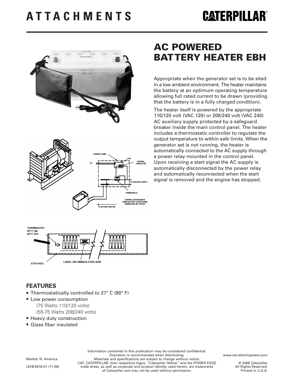 Milton CAT D100-6_S 100 kW Battery Heater User Manual | 1 page