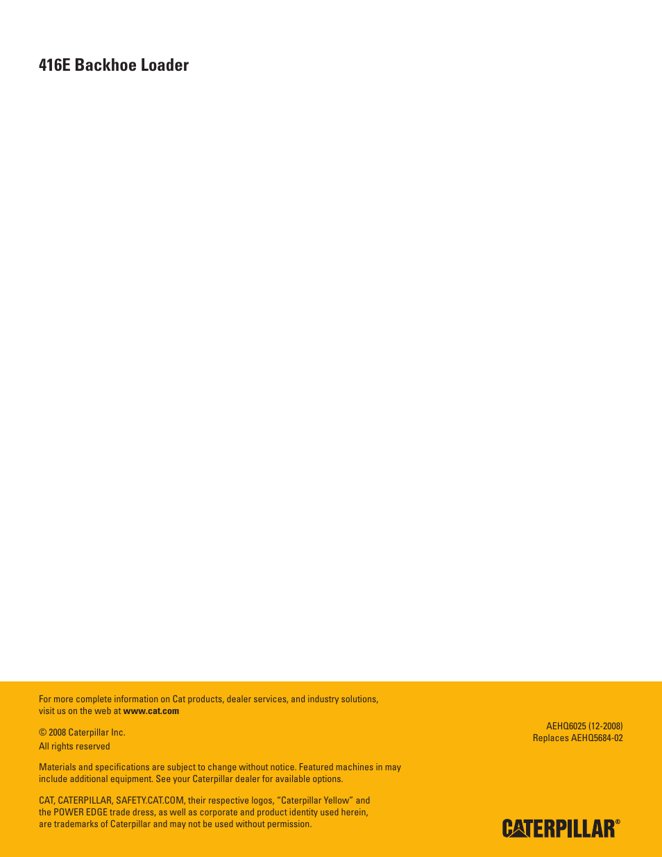 416e backhoe loader | Milton CAT 416E User Manual | Page 20 / 20