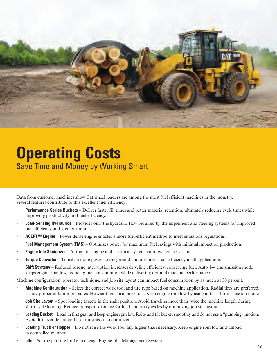 Operating costs, Save time and money by working smart | Milton CAT 950K User Manual | Page 13 / 36